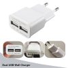 COD - Samsung EU Plug 2 Ports Adapter Wall USB 2A Output Charger Mobile Phone Head Charger Kepala Casan Smartphone Handphone Tablet MP3 Traveling Berpergian Pengisi Daya 2 Colokan Listrik Adaptor Power Adapter Gadget Elektronik s7207 - White