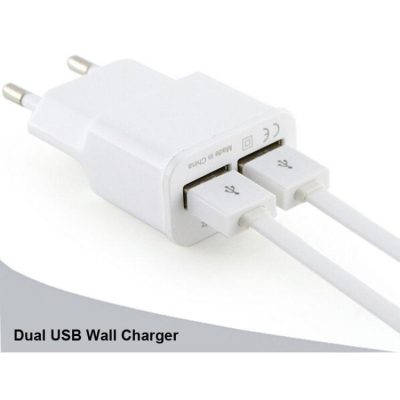 COD - Samsung EU Plug 2 Ports Adapter Wall USB 2A Output Charger Mobile Phone Head Charger Kepala Casan Smartphone Handphone Tablet MP3 Traveling Berpergian Pengisi Daya 2 Colokan Listrik Adaptor Power Adapter Gadget Elektronik s7207 - White