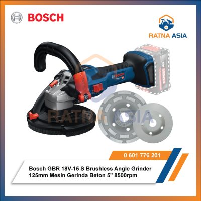 6a5ef51cee7cc9e7b60daec4e62703874444cd9c4180ae5d261f4.jpg Bosch GBR 18V-15 S Angle Grinder 125mm Mesin Gerinda Beton 5" Cordless 18V Professional Unit Only