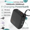 Cloema 10000mAh 20000mAh Fast Charging Power Bank Dibangun dalam 2 Kabel Lightning / Type C Dengan Tampilan Digital Pintar Kapasitas Besar Lapangan Mini