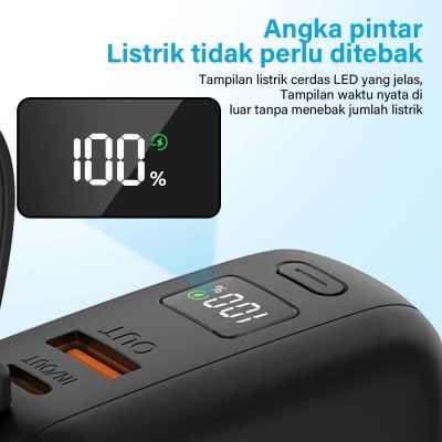 Cloema 10000mAh 20000mAh Fast Charging Power Bank Dibangun dalam 2 Kabel Lightning / Type C Dengan Tampilan Digital Pintar Kapasitas Besar Lapangan Mini