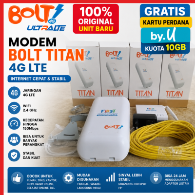100% UNIT BARU Paket Modem Router BOLT TITAN BL401 BL400 Full Set Kabel LAN 15 Meter, UNLOCK ALL OPERATOR Wifi Wireles